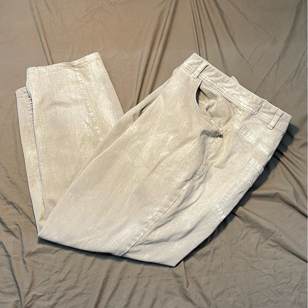 Lane Bryant Genius Fit Gray Metallic Brushed Skinny Stretch Jeans Size 26